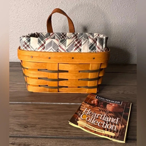 Longaberger 1997 Hanging Small Key Basket, liner, Protector approx 7"X 3.5" X 5” - Picture 1 of 8
